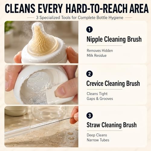 8-in-1 Baby Bottle Cleaning Kit, Portable Brush Set & Drying Rack - Image 4