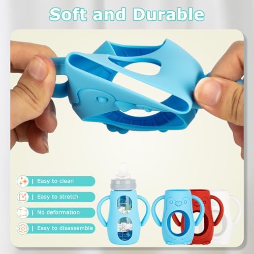 Silicone Sleeves with Handles for Mam Glass Baby Bottles 9oz, Anti Breakage - Image 7