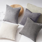 Topfinel 55x55cm Gray Set of 4 Corduroy Pillow Covers Cushion Cover Decorative - Image 3