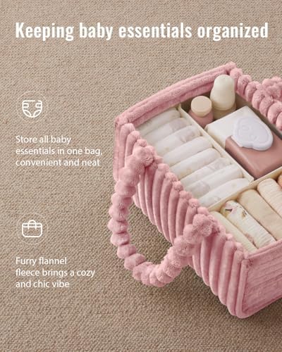 Blissful Diary Flannel Diaper Caddy Organizer & Gift Packaging, Powder Pink - Image 3