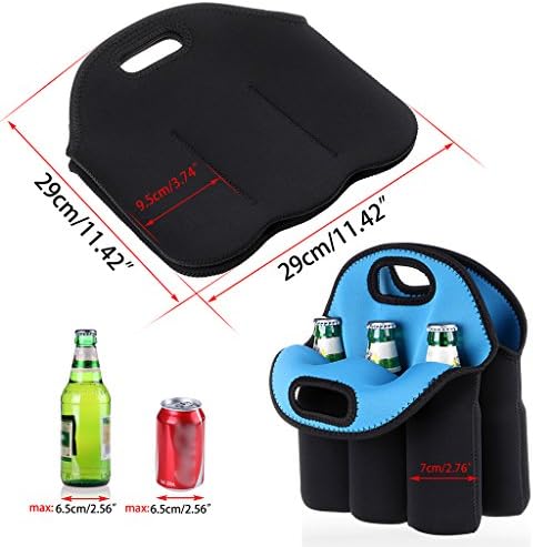 Hipiwe 6 Slot Beer Bottles Can Carrier Tote Insulated Neoprene Cooler Bag - Image 6