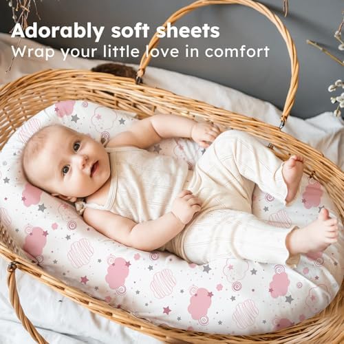 Baby Bassinet Sheets, 3 Pack Fitted Bassinet Mattress Sheets, Compatible - Image 5
