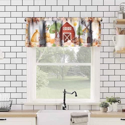 Kids Farm Animals Window Valance, Cartoon Rustic Farm Animal Funny Farmhouse - Image 4