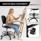Drafting Chair with Back Support, Tall Desk Rolling Stool - Image 5
