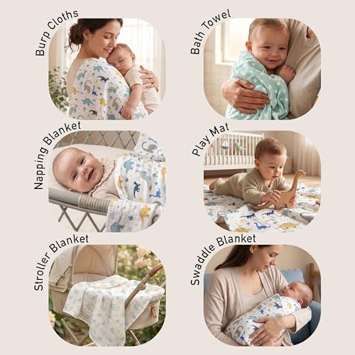GLLQUEN BABY Muslin Swaddle Blankets 4Pk Receiving Blanket Large 35" x 40" - Image 5