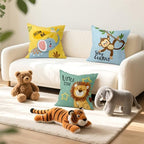20x20 Set of 4 Kids Cartoon Animals Throw Pillow Cushion Covers - Image 3
