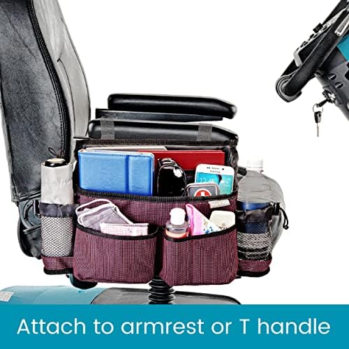 Mobility Scooter Bag with Bottle and Cup Holders and 6 Organized Pockets - Image 4