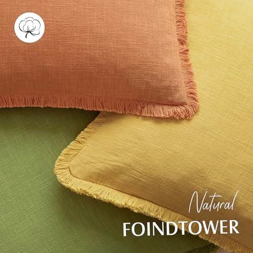 Foindtower Decorative Linen Fringe Throw Pillow Covers Cozy Boho Farmhouse - Image 4