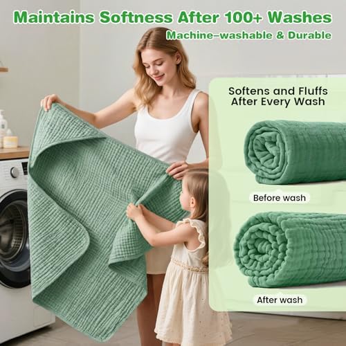 Muslin Hooded Baby Towels 2 Pack, 100% Cotton Baby Bath Towels - Image 7