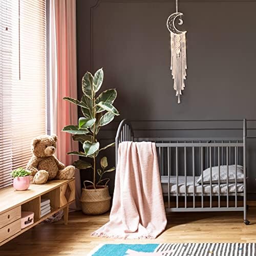 Boho Macrame Wall Hanging, Crochet Moon Star Dream Catcher - Image 4
