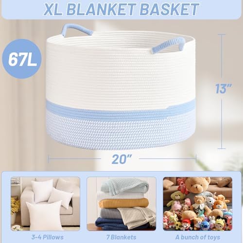 67L Large Blanket Basket, Woven Baskets - Image 6