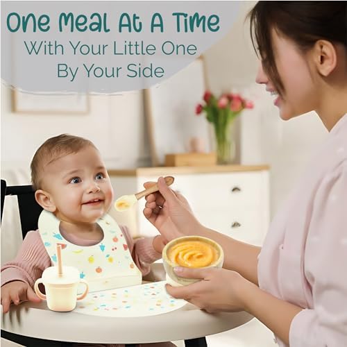 TEAMKO® Silicone Baby Feeding Set: Bamboo Baby Plate and Bowl, Cup & Placemat - Image 3