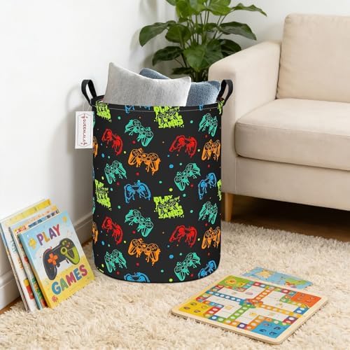 QUEENLALA Foldable Waterproof Round Fabric Laundry Basket Home - Image 4