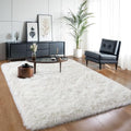 5x7 Thick Cream White Shag Rug for Girls Bedroom, Soft Plush Carpet by KICHOWUA