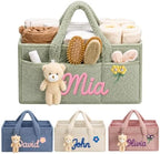 Personalized Baby Diaper Caddy Organizer Custom Baby Storage Basket by Rucekia