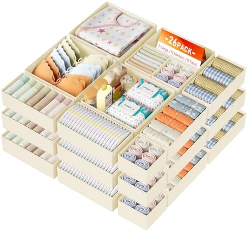 DIMJ Drawer Organizer Clothes, 26 Pack Dresser Organizer, Foldable Closet by DiMJ