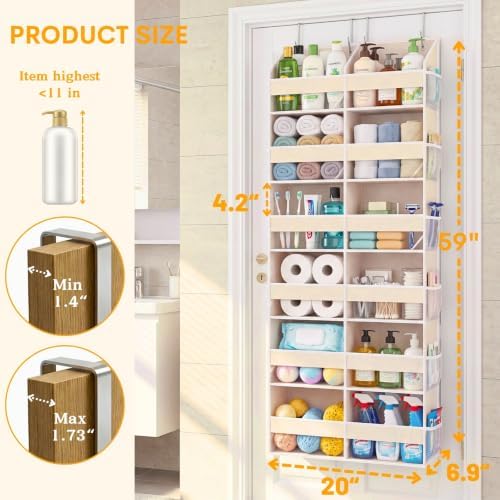 2 Pack Over The Door Organizer 6 Tiers, Extra Large Behind Door Storage of 12 - Image 4