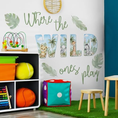 27.95x21.65 Inches Watercolor Wild Jungle Animal Wall Decals - Image 4