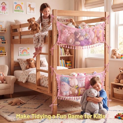 2 Pack Stuffed Animal Hammock, Corner Stuffed Animal Storage Net - Image 7