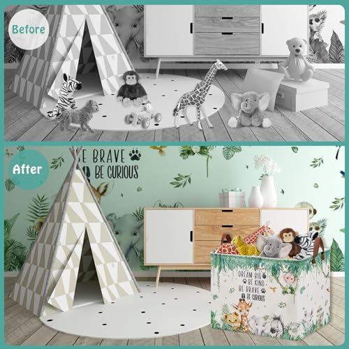 Jungle Nursery Decor Basket 36L Woodland Forest Animal Baby Gift Basket Safari - Image 2