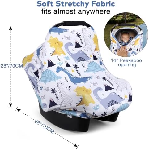 Rquite 4-in-1 Baby Car Seat Canopy, Stretchy Nursing Breastfeeding Cover - Image 2