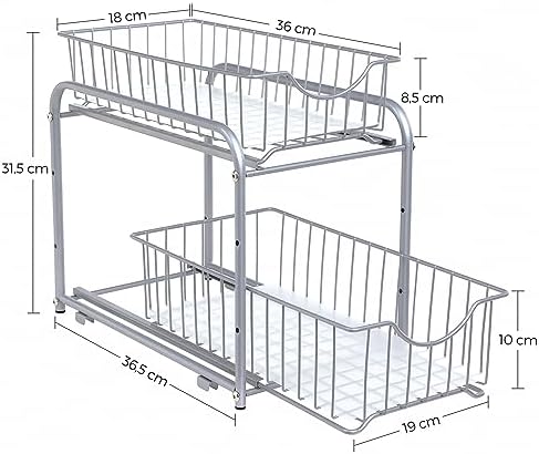 SONGMICS 2-Tier Pull Out Cabinet Organizers, Under Sink Organizer, Bathroom - Image 3