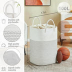 Laundry Basket, Woven Cotton Rope Laundry Hamper, Versatile Storage - Image 2