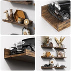 upsimples 12 Pack Wooden Floating Shelves, Wall Storage Decor Shelf - Image 6