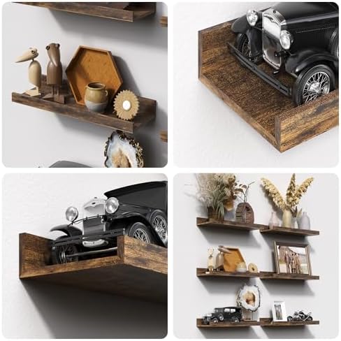 upsimples 12 Pack Wooden Floating Shelves, Wall Storage Decor Shelf - Image 6