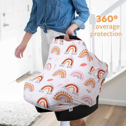 Rquite 4-in-1 Baby Car Seat Canopy, Stretchy Nursing Breastfeeding Cover - Image 3