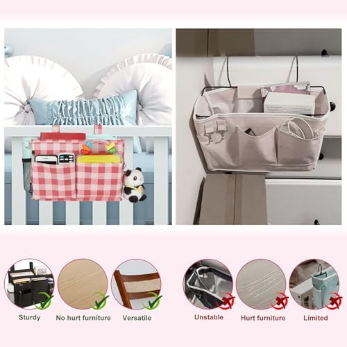 Surblue Bedside Caddy Hanging Bed Organizer Storage Bag Pocket - Image 4