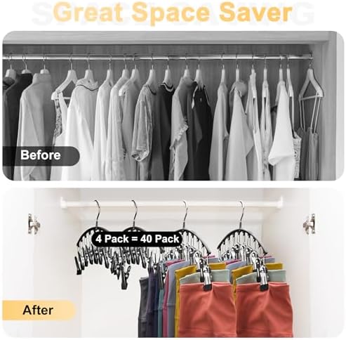 Legging Organizer for Closet, Metal Yoga Pants Hangers 8 Pack w/10 Clips Holds - Image 3
