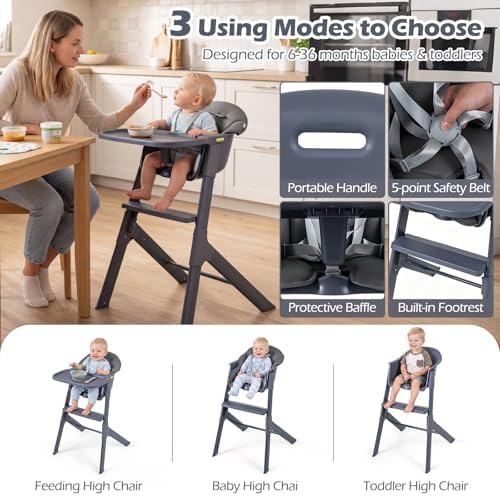 BABY JOY Baby High Chair, Body Washable Highchair - Image 3