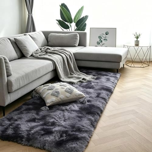 Dark Grey Fluffy Shag Rug 2x6 - Image 2