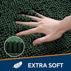 Chenille Bathroom Runner Rug 17"x47" Dark Green, Plush Bath Mat - Image 3