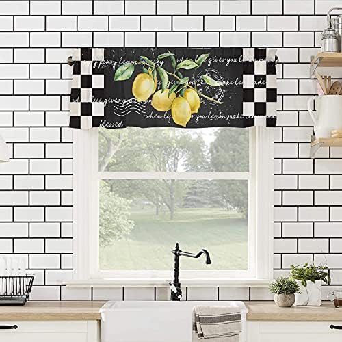 Kitchen Curtains and Valances Set, Summer Tropical Lemon Window Treatments - Image 3
