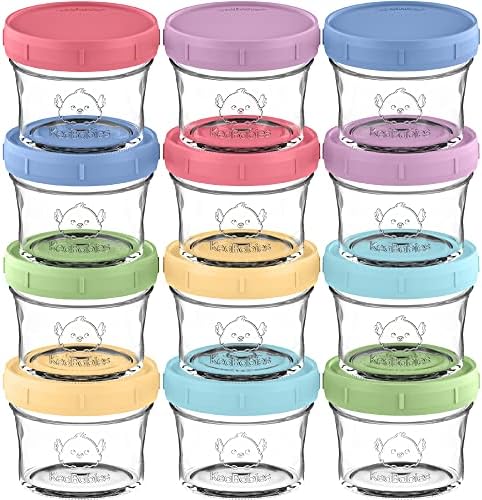 KeaBabies 12pk 4oz Glass Baby Food Containers by KeaBabies