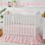 Brandream Crib Bed Skirt for Baby Girls Boys Blush Pink Boho Bohemian Solid - Image 2