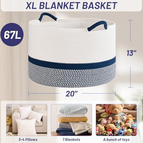 67L Large Blanket Basket, Woven Baskets - Image 6