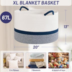 67L Large Blanket Basket, Woven Baskets - Image 6