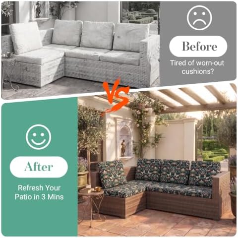 8Pcs Patio Cushion Covers Stretch Outdoor Furniture Protector Slipcovers - Image 5