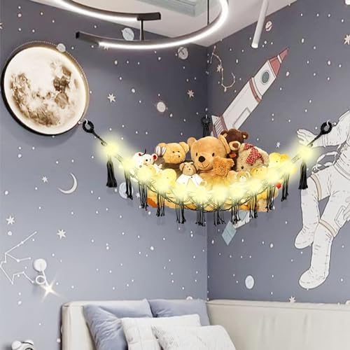 CERETIA Stuffed Animal Hammock Corner Plushie Net Storage, 2 Packs Black - Image 2