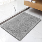 Chenille Bathroom Rug 24"x36" Gray, Non-Slip Plush Bath Mat by Kildoss