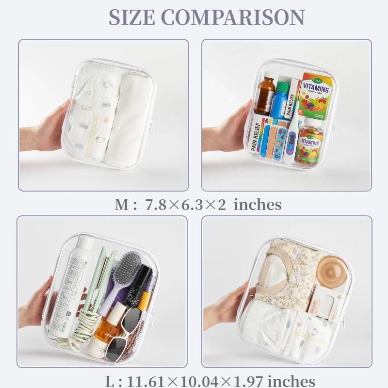 6-Pack Medium Clear Hard Shell Zipper Pouches, Hard Case Pouches - Image 2