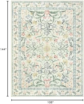 Wonnitar Large Rugs for Living Room, Soft Washable Floral 9x12 Area Rug for - Image 2