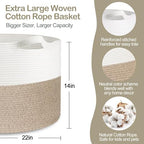 MEGASKET Large Rope Storage Basket, Cotton Rope Basket - Image 2