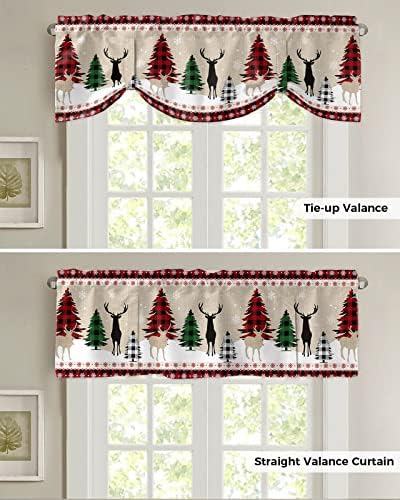 Farmhouse Christmas Blackout Tie Up Valance Curtains - Image 5