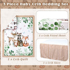 Hahafelt 3 Pcs Woodland Forest Animal Crib Bedding Set - Image 4