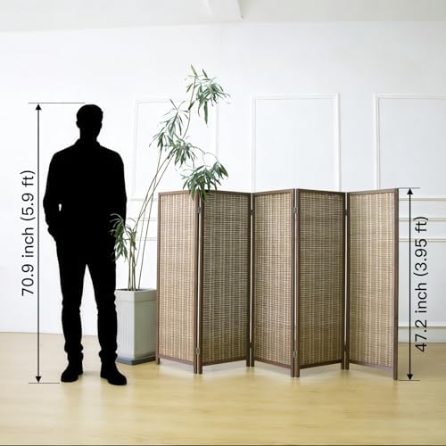 Furnnylane 5 Panel Short Room Divider Screen, Small Bamboo Panel Divider - Image 2