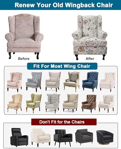 CRFATOP Wingback Chair Covers Wing Armchair Slipcovers - Image 4